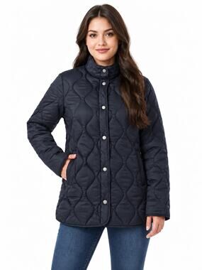 32 Degrees Women’s Diamond Quilted Snap Front Jacket Navy XL NWT